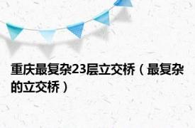 重庆最复杂23层立交桥（最复杂的立交桥）