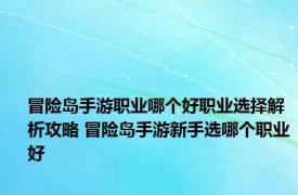 冒险岛手游职业哪个好职业选择解析攻略 冒险岛手游新手选哪个职业好