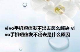 vivo手机短信发不出去怎么解决 vivo手机短信发不出去是什么原因