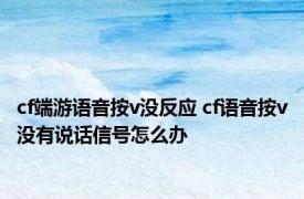 cf端游语音按v没反应 cf语音按v没有说话信号怎么办