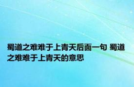 蜀道之难难于上青天后面一句 蜀道之难难于上青天的意思