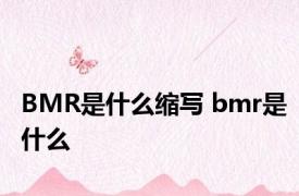 BMR是什么缩写 bmr是什么