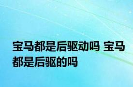 宝马都是后驱动吗 宝马都是后驱的吗