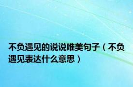 不负遇见的说说唯美句子（不负遇见表达什么意思）