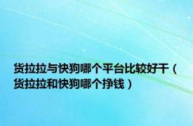 货拉拉与快狗哪个平台比较好干（货拉拉和快狗哪个挣钱）