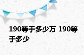 190等于多少万 190等于多少