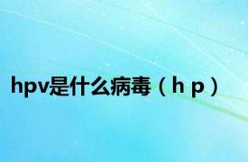 hpv是什么病毒（h p）