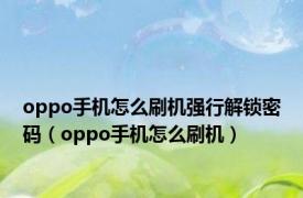 oppo手机怎么刷机强行解锁密码（oppo手机怎么刷机）