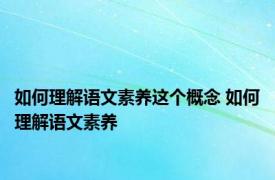 如何理解语文素养这个概念 如何理解语文素养