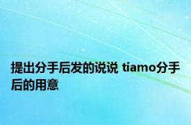 提出分手后发的说说 tiamo分手后的用意