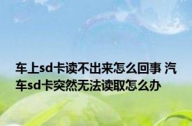 车上sd卡读不出来怎么回事 汽车sd卡突然无法读取怎么办