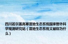 四川若尔盖高寒湿地生态系统国家野外科学观测研究站（湿地生态系统又被称为什么）