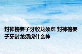 封神榜姜子牙收龙须虎 封神榜姜子牙封龙须虎什么神