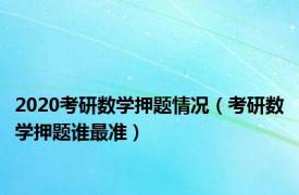 2020考研数学押题情况（考研数学押题谁最准）