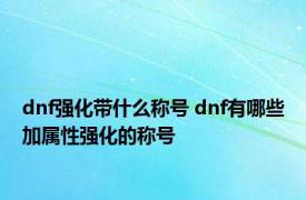 dnf强化带什么称号 dnf有哪些加属性强化的称号