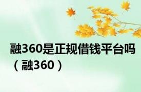 融360是正规借钱平台吗（融360）