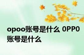 opoo账号是什么 0PP0账号是什么