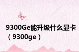 9300Ge能升级什么显卡（9300ge）