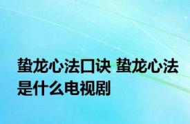 蛰龙心法口诀 蛰龙心法是什么电视剧