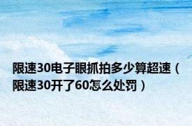 限速30电子眼抓拍多少算超速（限速30开了60怎么处罚）