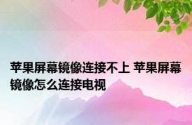 苹果屏幕镜像连接不上 苹果屏幕镜像怎么连接电视