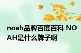 noah品牌百度百科 NOAH是什么牌子啊