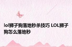 lol狮子狗落地秒杀技巧 LOL狮子狗怎么落地秒