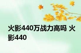 火影440万战力高吗 火影440 