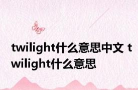 twilight什么意思中文 twilight什么意思 