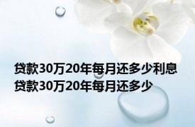 贷款30万20年每月还多少利息 贷款30万20年每月还多少