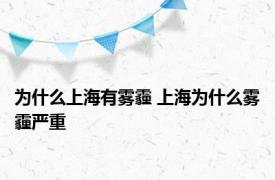 为什么上海有雾霾 上海为什么雾霾严重