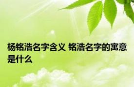 杨铭浩名字含义 铭浩名字的寓意是什么