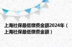 上海社保最低缴费金额2024年（上海社保最低缴费金额）