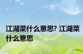 江湖菜什么意思? 江湖菜什么意思