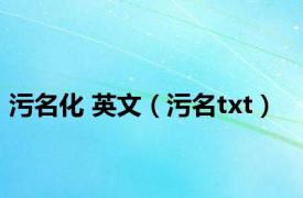 污名化 英文（污名txt）