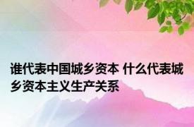 谁代表中国城乡资本 什么代表城乡资本主义生产关系