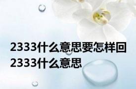 2333什么意思要怎样回 2333什么意思