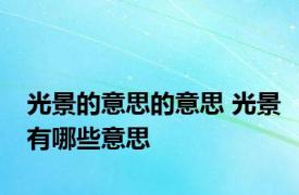 光景的意思的意思 光景有哪些意思