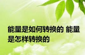 能量是如何转换的 能量是怎样转换的