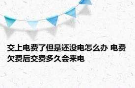 交上电费了但是还没电怎么办 电费欠费后交费多久会来电