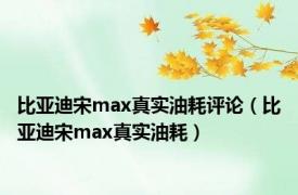 比亚迪宋max真实油耗评论（比亚迪宋max真实油耗）