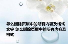 怎么删除页眉中的所有内容及格式文字 怎么删除页眉中的所有内容及格式