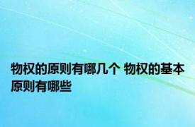 物权的原则有哪几个 物权的基本原则有哪些