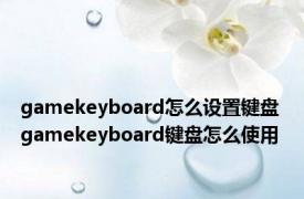 gamekeyboard怎么设置键盘 gamekeyboard键盘怎么使用