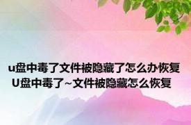 u盘中毒了文件被隐藏了怎么办恢复 U盘中毒了~文件被隐藏怎么恢复