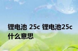 锂电池 25c 锂电池25c什么意思