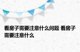 看房子需要注意什么问题 看房子需要注意什么