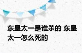 东皇太一是谁杀的 东皇太一怎么死的