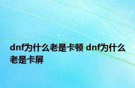 dnf为什么老是卡顿 dnf为什么老是卡屏 