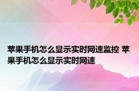 苹果手机怎么显示实时网速监控 苹果手机怎么显示实时网速